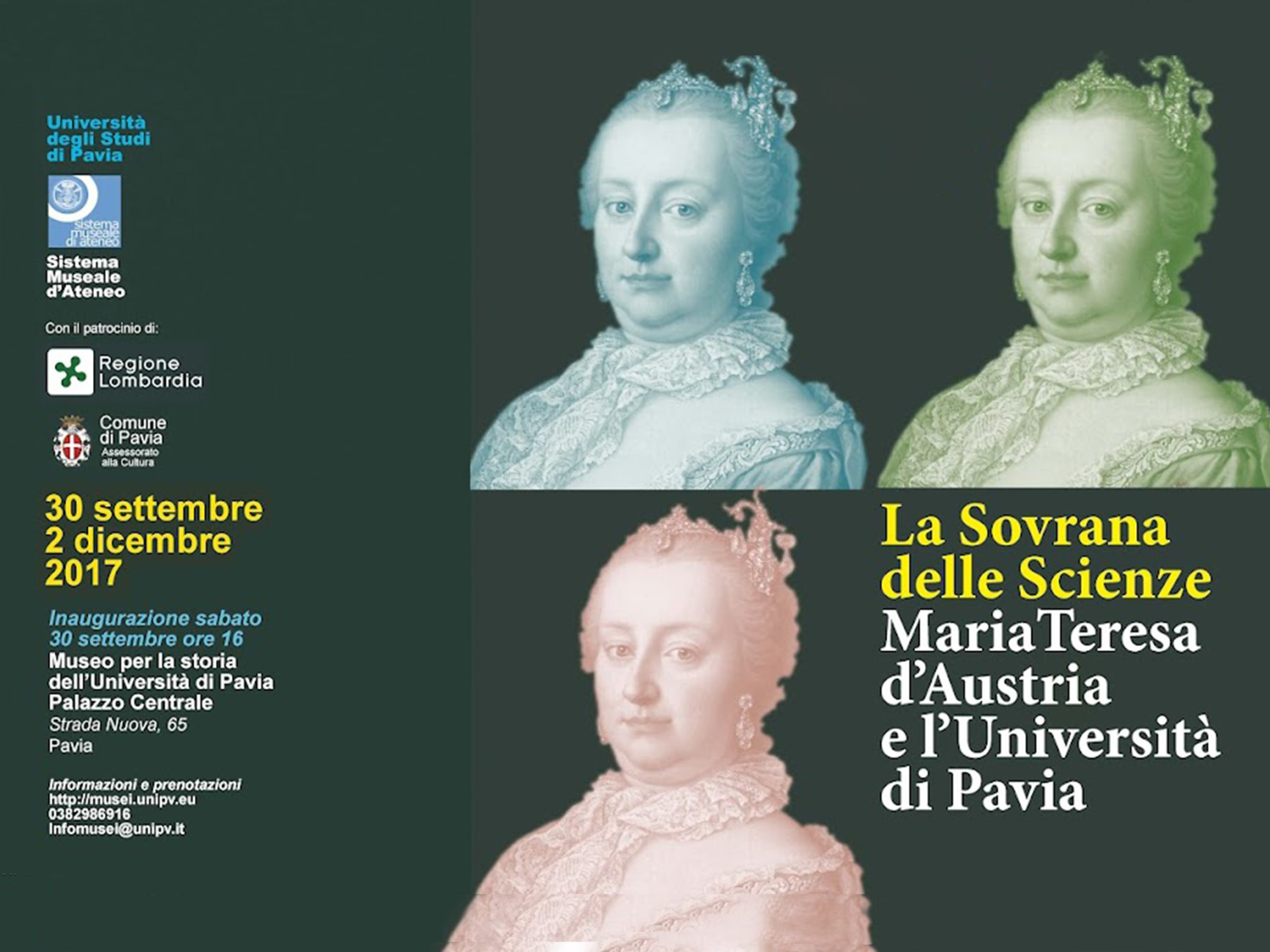 Poster della mostra Sovrana delle scienze, dedicata a Maria Teresa d'Austria